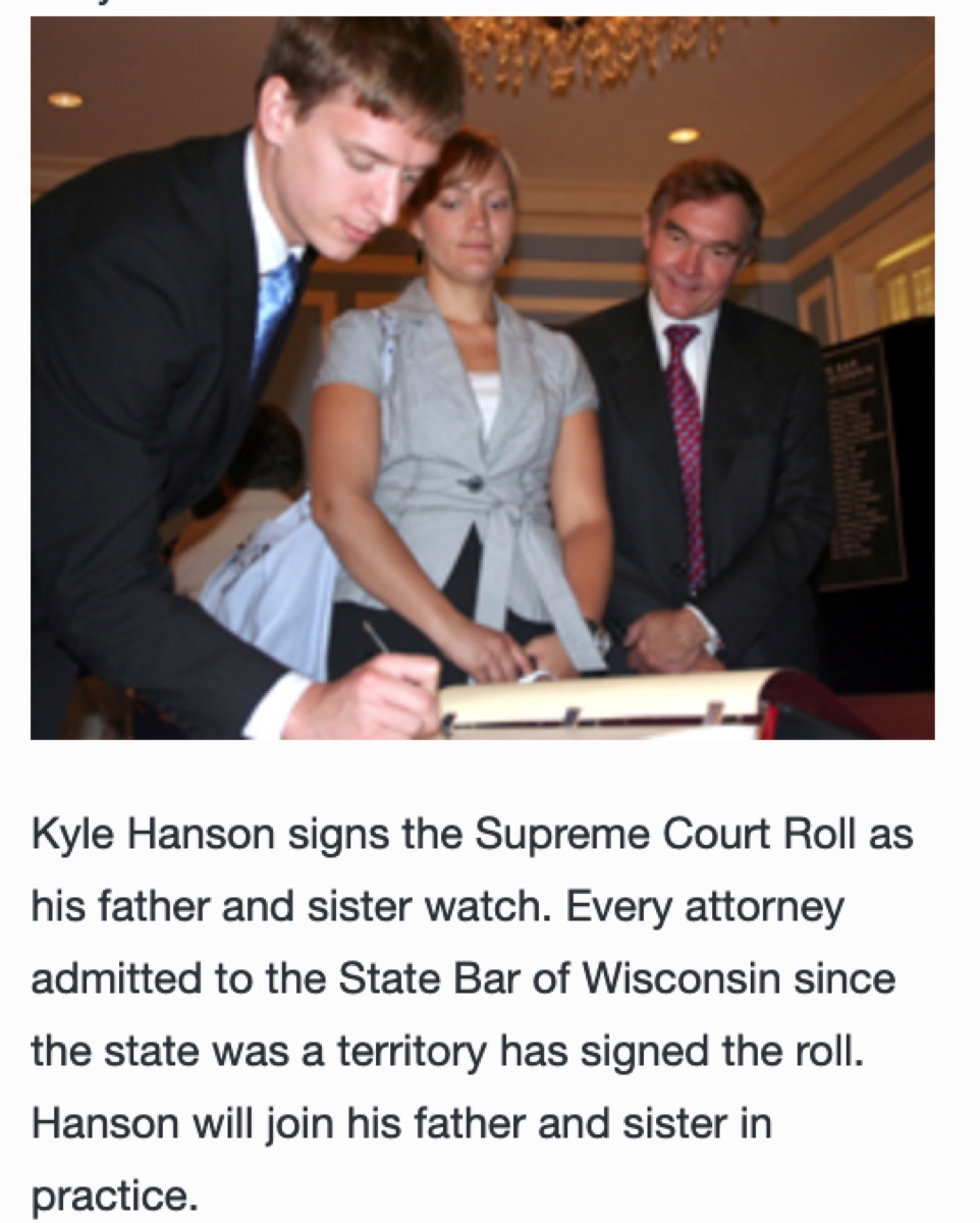 Kyle Hanson signing Wisconsin Supreme Court Bar Roll